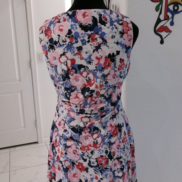 Ralph Lauren Floral Print Ruched Side Stretch Jersey Sleeveless Dress 6 - Picture 8 of 15